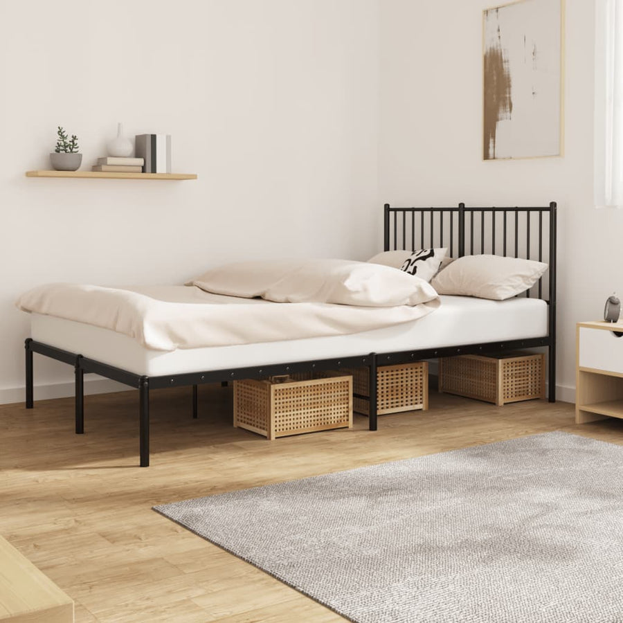Bedframe met hoofdbord metaal zwart 120x190 cm 120 x 190 cm met hoofdbord