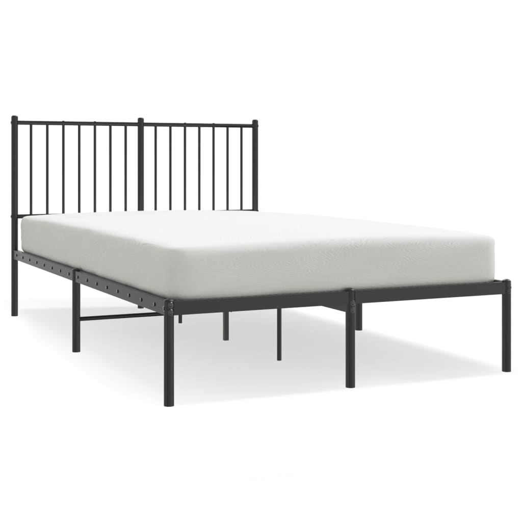 Bedframe met hoofdbord metaal zwart 120x200 cm 120 x 200 cm met hoofdbord