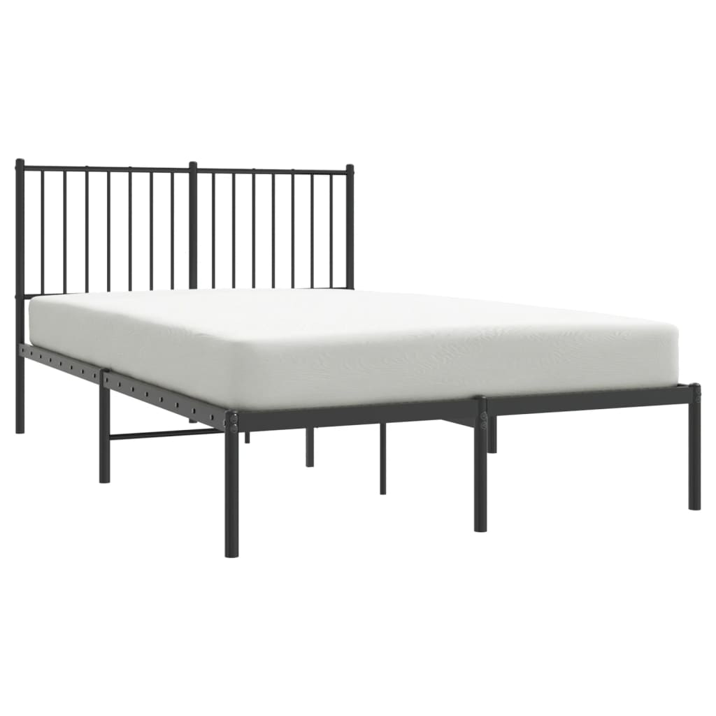 Bedframe met hoofdbord metaal zwart 120x200 cm 120 x 200 cm met hoofdbord