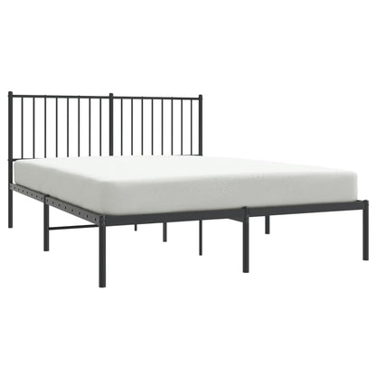 Bedframe met hoofdbord metaal zwart 135x190 cm 135 x 190 cm met hoofdbord