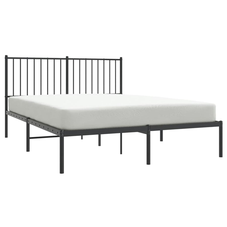 Bedframe met hoofdbord metaal zwart 135x190 cm 135 x 190 cm met hoofdbord