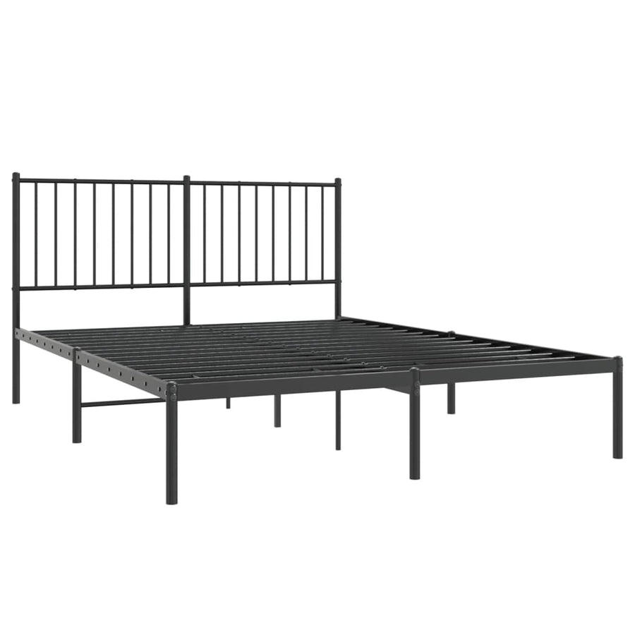 Bedframe met hoofdbord metaal zwart 135x190 cm 135 x 190 cm met hoofdbord