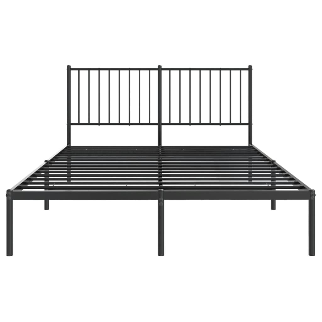 Bedframe met hoofdbord metaal zwart 135x190 cm 135 x 190 cm met hoofdbord