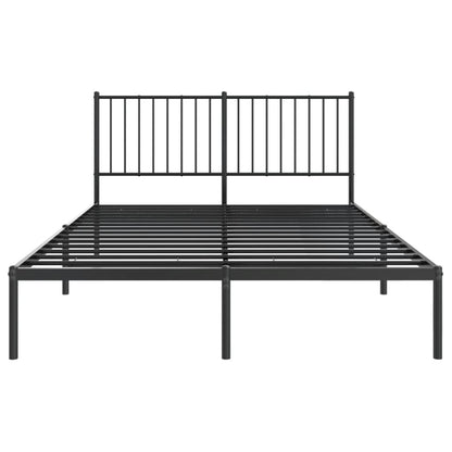 Bedframe met hoofdbord metaal zwart 135x190 cm 135 x 190 cm met hoofdbord