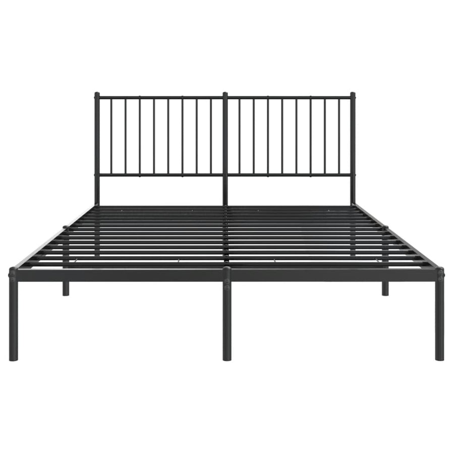 Bedframe met hoofdbord metaal zwart 135x190 cm 135 x 190 cm met hoofdbord