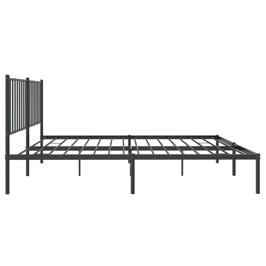 Bedframe met hoofdbord metaal zwart 135x190 cm 135 x 190 cm met hoofdbord