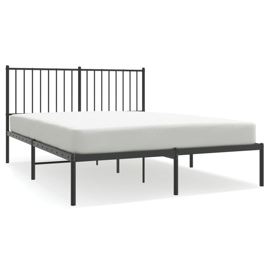 Bedframe met hoofdbord metaal zwart 140x190 cm 140 x 190 cm met hoofdbord