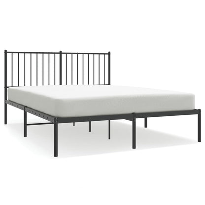 Bedframe met hoofdbord metaal zwart 140x190 cm 140 x 190 cm met hoofdbord