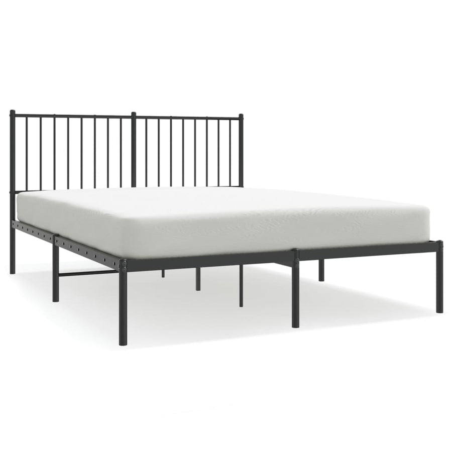 Bedframe met hoofdbord metaal zwart 140x190 cm 140 x 190 cm met hoofdbord