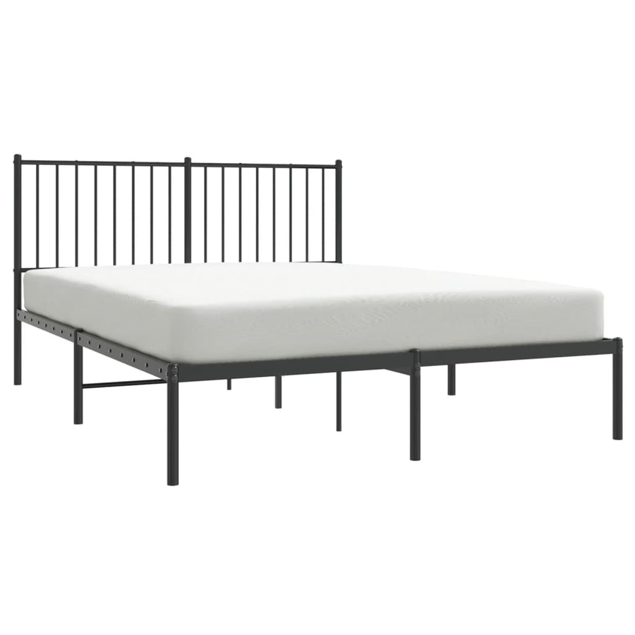 Bedframe met hoofdbord metaal zwart 140x190 cm 140 x 190 cm met hoofdbord