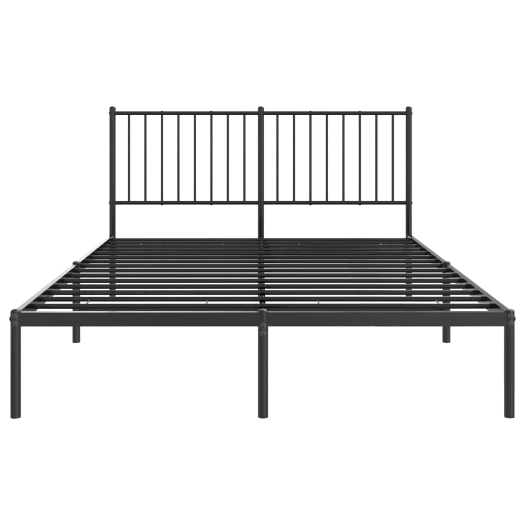 Bedframe met hoofdbord metaal zwart 140x190 cm 140 x 190 cm met hoofdbord
