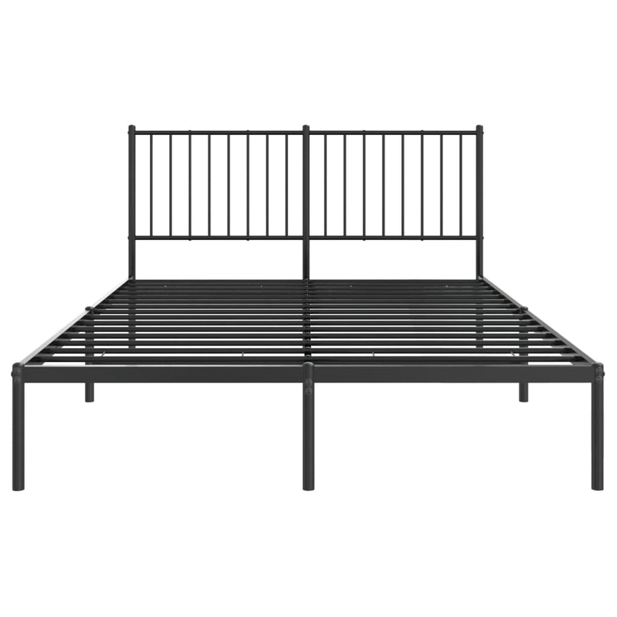 Bedframe met hoofdbord metaal zwart 140x190 cm 140 x 190 cm met hoofdbord