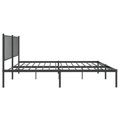 Bedframe met hoofdbord metaal zwart 140x190 cm 140 x 190 cm met hoofdbord