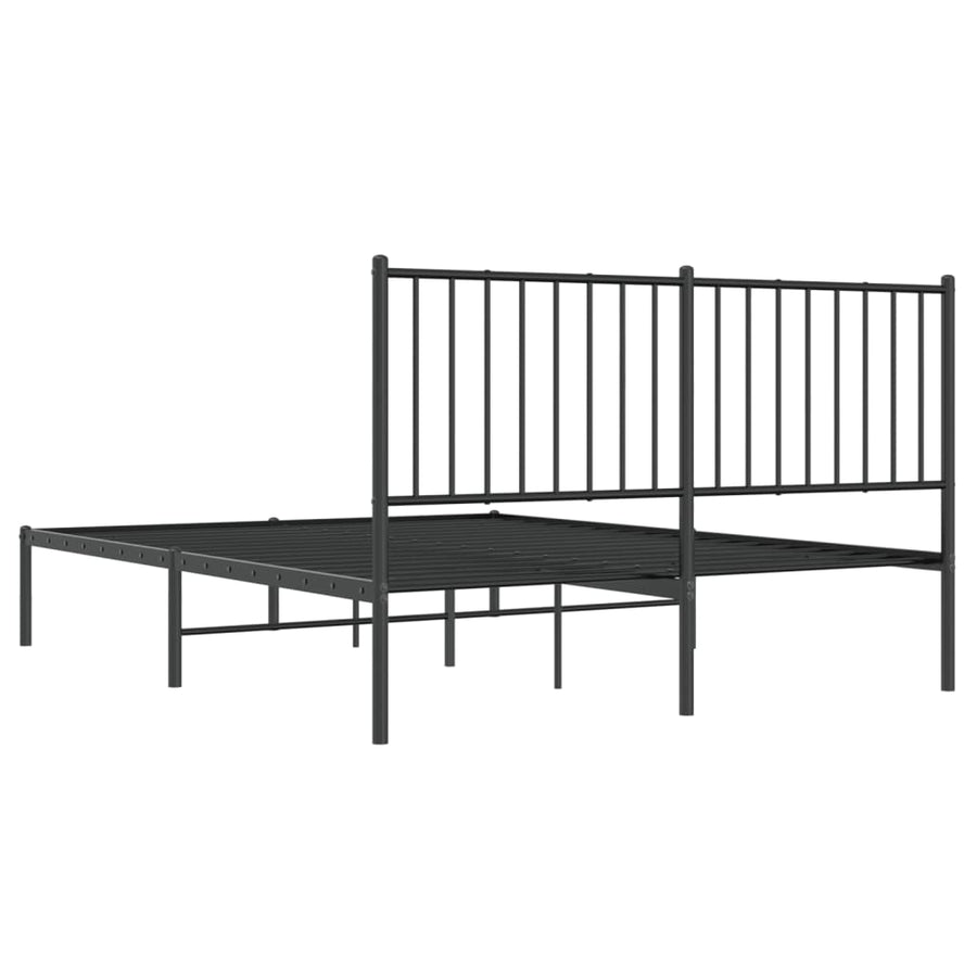 Bedframe met hoofdbord metaal zwart 140x190 cm 140 x 190 cm met hoofdbord
