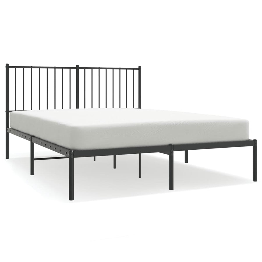 Bedframe met hoofdbord metaal zwart 140x200 cm 140 x 200 cm met hoofdbord