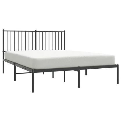 Bedframe met hoofdbord metaal zwart 140x200 cm 140 x 200 cm met hoofdbord
