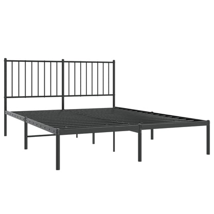 Bedframe met hoofdbord metaal zwart 140x200 cm 140 x 200 cm met hoofdbord