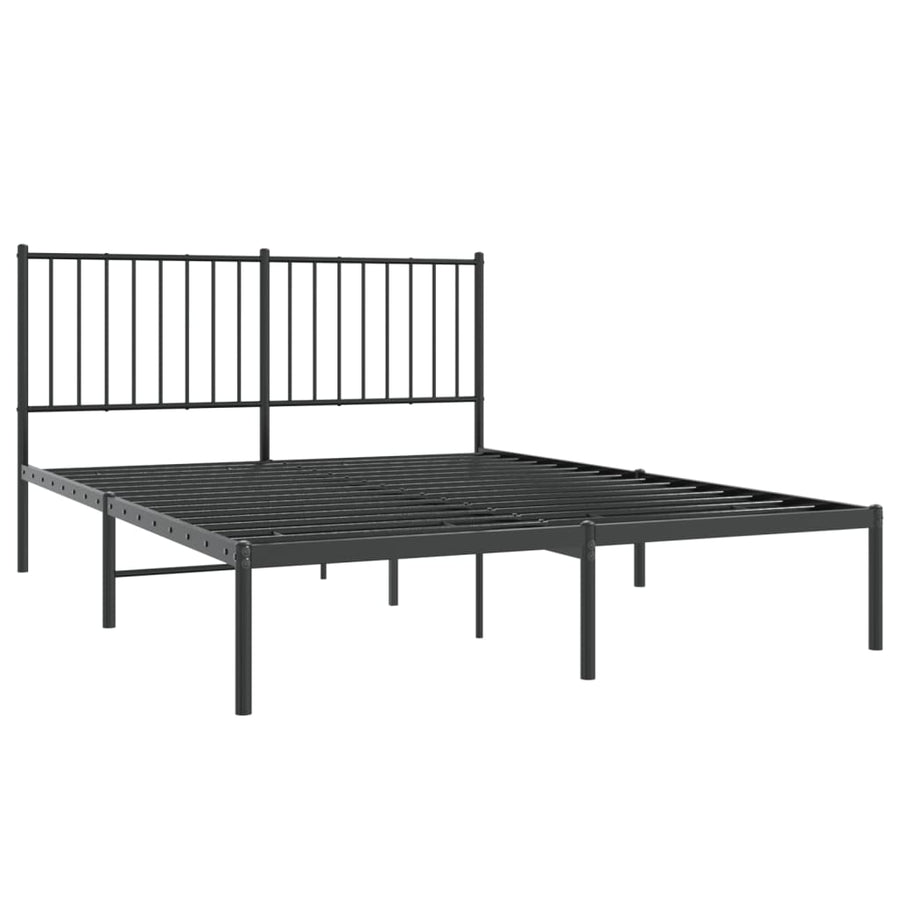 Bedframe met hoofdbord metaal zwart 140x200 cm 140 x 200 cm met hoofdbord