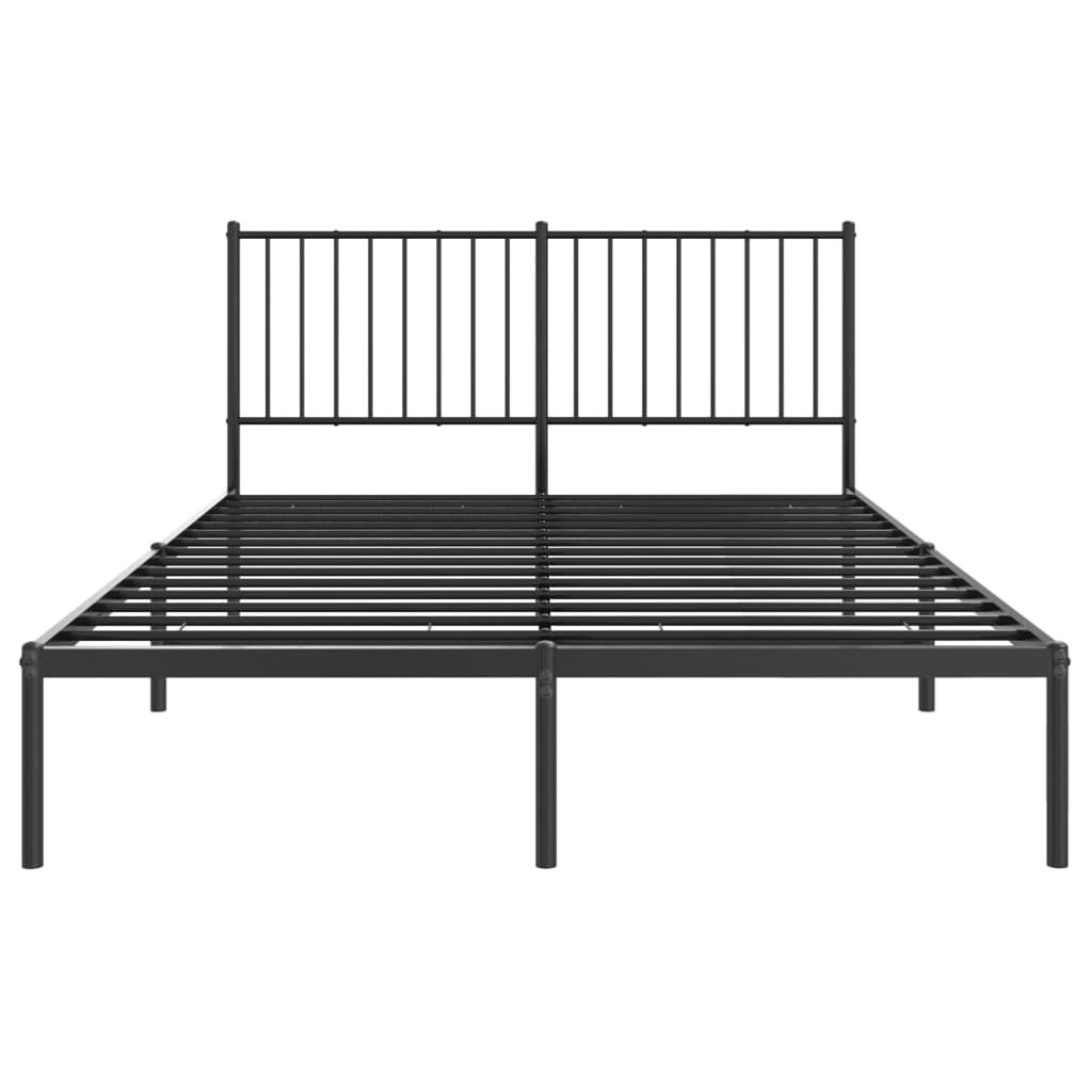 Bedframe met hoofdbord metaal zwart 140x200 cm 140 x 200 cm met hoofdbord