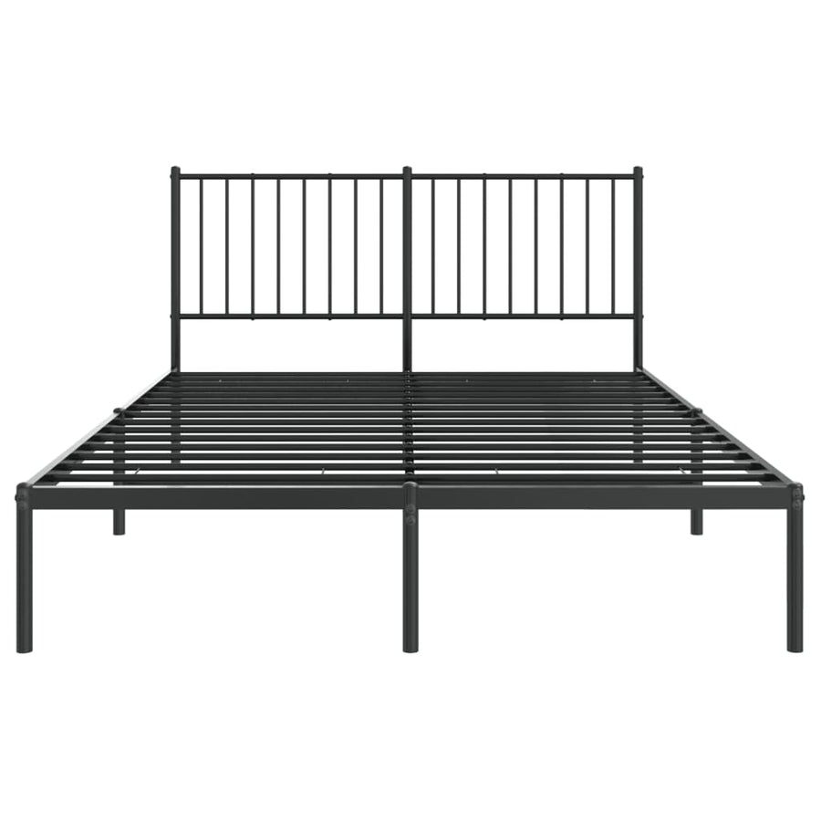 Bedframe met hoofdbord metaal zwart 140x200 cm 140 x 200 cm met hoofdbord