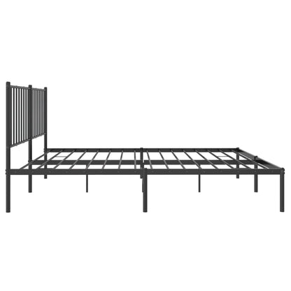 Bedframe met hoofdbord metaal zwart 140x200 cm 140 x 200 cm met hoofdbord