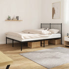 Bedframe metaal zwart 140x200 cm met hoofdbord
