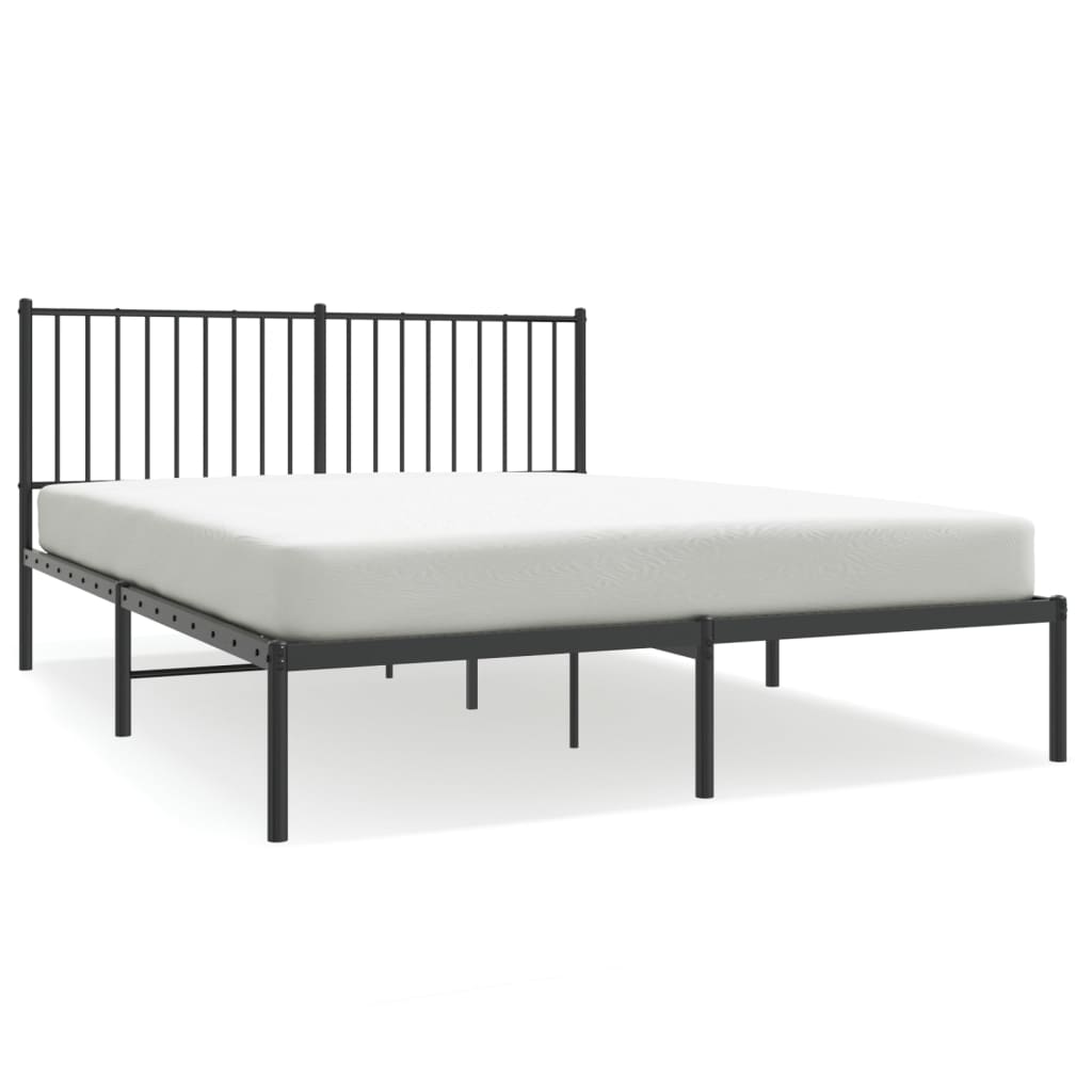 Bedframe met hoofdbord metaal zwart 150x200 cm 150 x 200 cm met hoofdbord