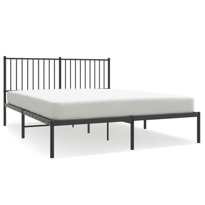 Bedframe met hoofdbord metaal zwart 150x200 cm 150 x 200 cm met hoofdbord