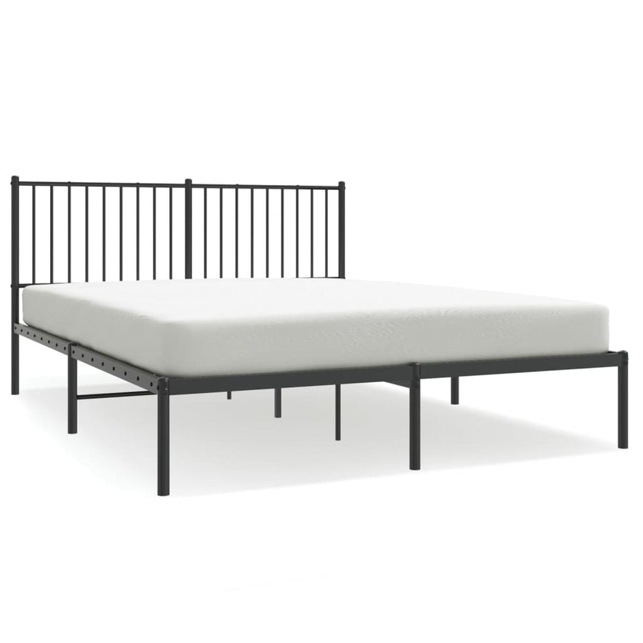 Bedframe met hoofdbord metaal zwart 150x200 cm 150 x 200 cm met hoofdbord
