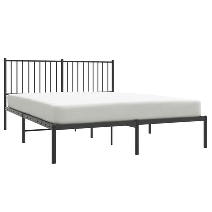 Bedframe met hoofdbord metaal zwart 150x200 cm 150 x 200 cm met hoofdbord