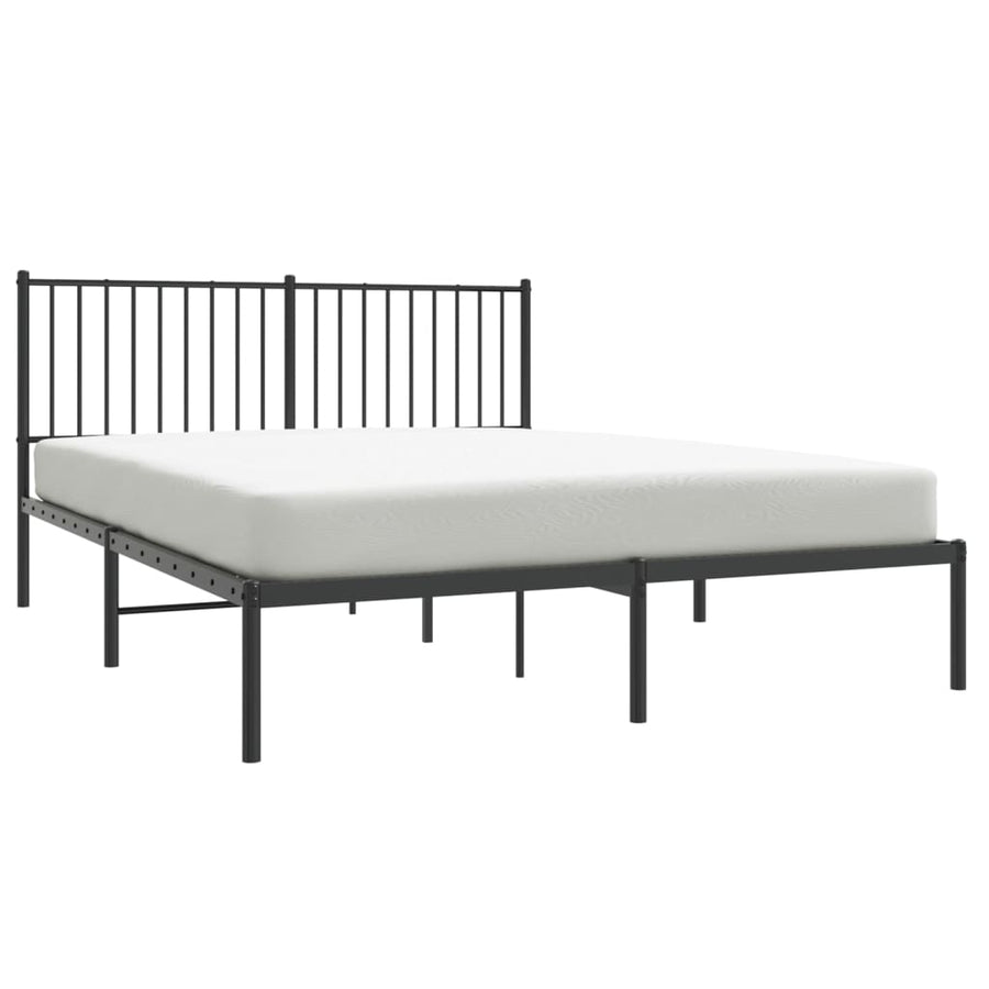 Bedframe met hoofdbord metaal zwart 150x200 cm 150 x 200 cm met hoofdbord