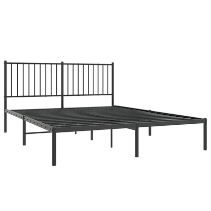 Bedframe met hoofdbord metaal zwart 150x200 cm 150 x 200 cm met hoofdbord