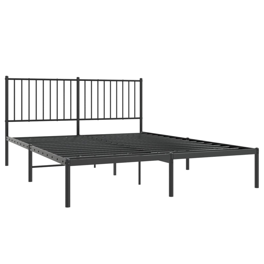 Bedframe met hoofdbord metaal zwart 150x200 cm 150 x 200 cm met hoofdbord