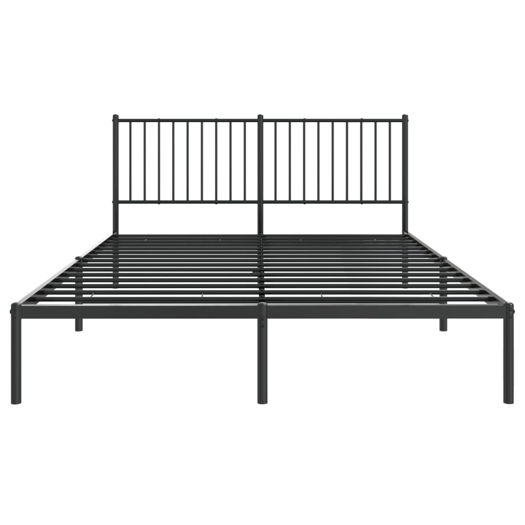 Bedframe met hoofdbord metaal zwart 150x200 cm 150 x 200 cm met hoofdbord