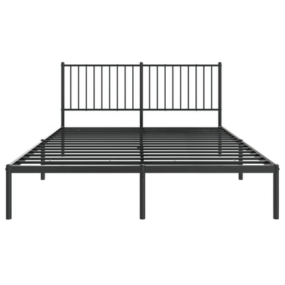 Bedframe met hoofdbord metaal zwart 150x200 cm 150 x 200 cm met hoofdbord
