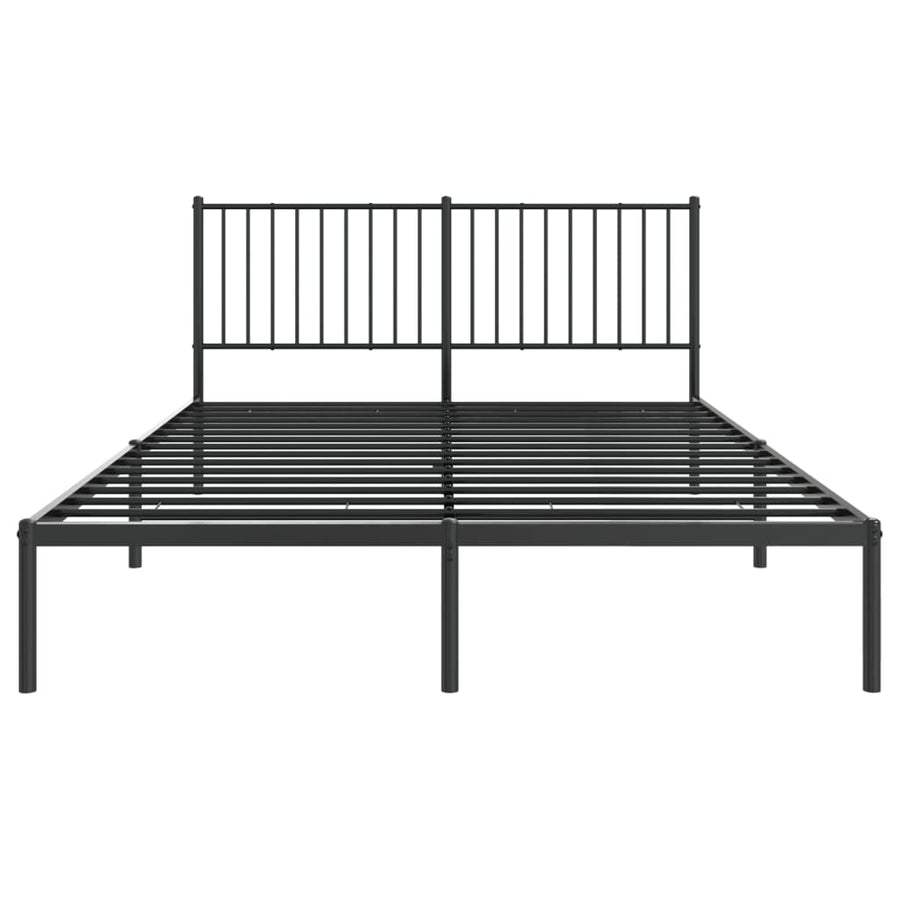 Bedframe met hoofdbord metaal zwart 150x200 cm 150 x 200 cm met hoofdbord