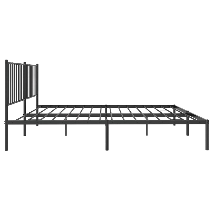 Bedframe met hoofdbord metaal zwart 150x200 cm 150 x 200 cm met hoofdbord