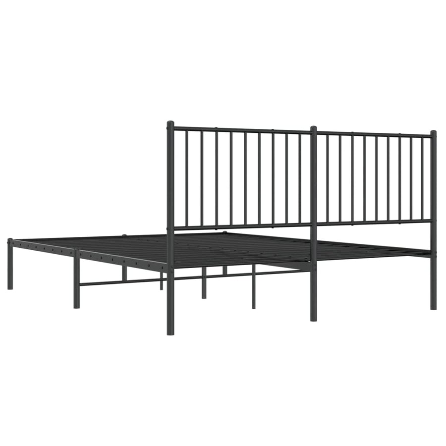 Bedframe met hoofdbord metaal zwart 150x200 cm 150 x 200 cm met hoofdbord