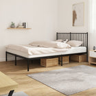 Bedframe metaal zwart 150x200 cm met hoofdbord