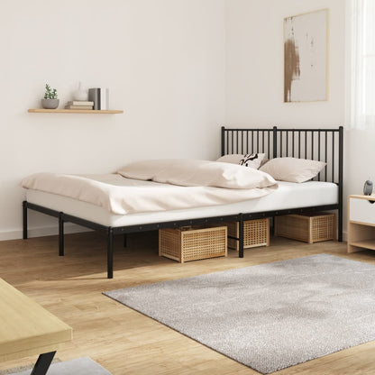 Bedframe met hoofdbord metaal zwart 150x200 cm 150 x 200 cm met hoofdbord