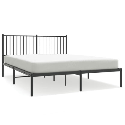 Bedframe met hoofdbord metaal zwart 160x200 cm 160 x 200 cm met hoofdbord