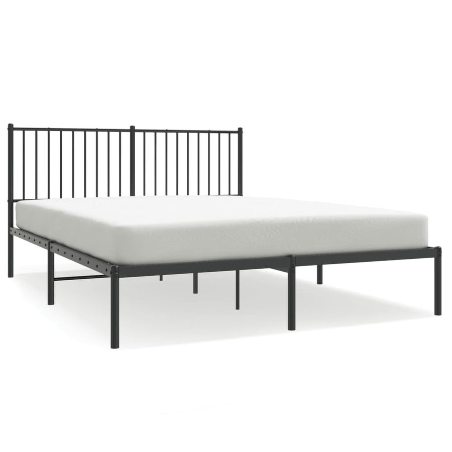 Bedframe met hoofdbord metaal zwart 160x200 cm 160 x 200 cm met hoofdbord