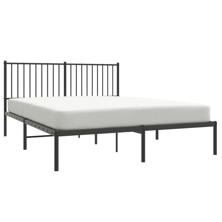 Bedframe met hoofdbord metaal zwart 160x200 cm 160 x 200 cm met hoofdbord