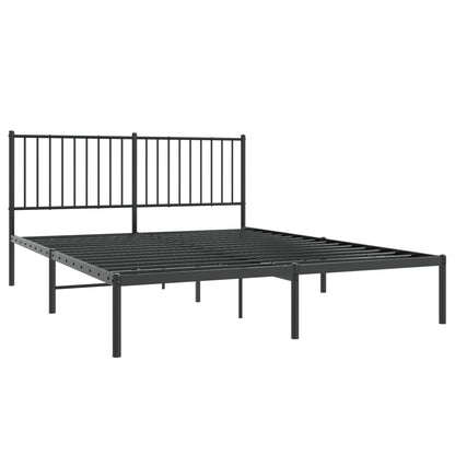 Bedframe met hoofdbord metaal zwart 160x200 cm 160 x 200 cm met hoofdbord