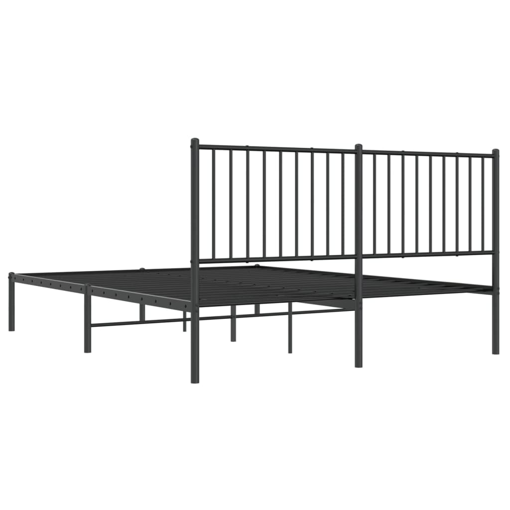 Bedframe met hoofdbord metaal zwart 160x200 cm 160 x 200 cm met hoofdbord