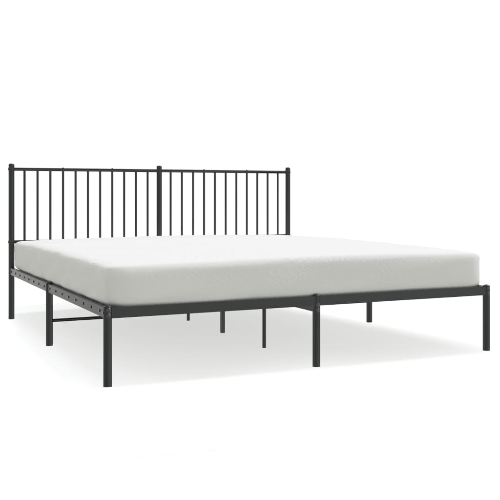 Bedframe met hoofdbord metaal zwart 180x200 cm 180 x 200 cm met hoofdbord