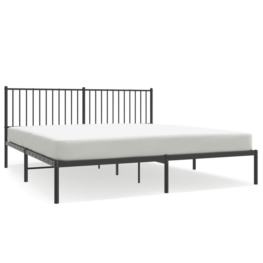 Bedframe met hoofdbord metaal zwart 180x200 cm 180 x 200 cm met hoofdbord