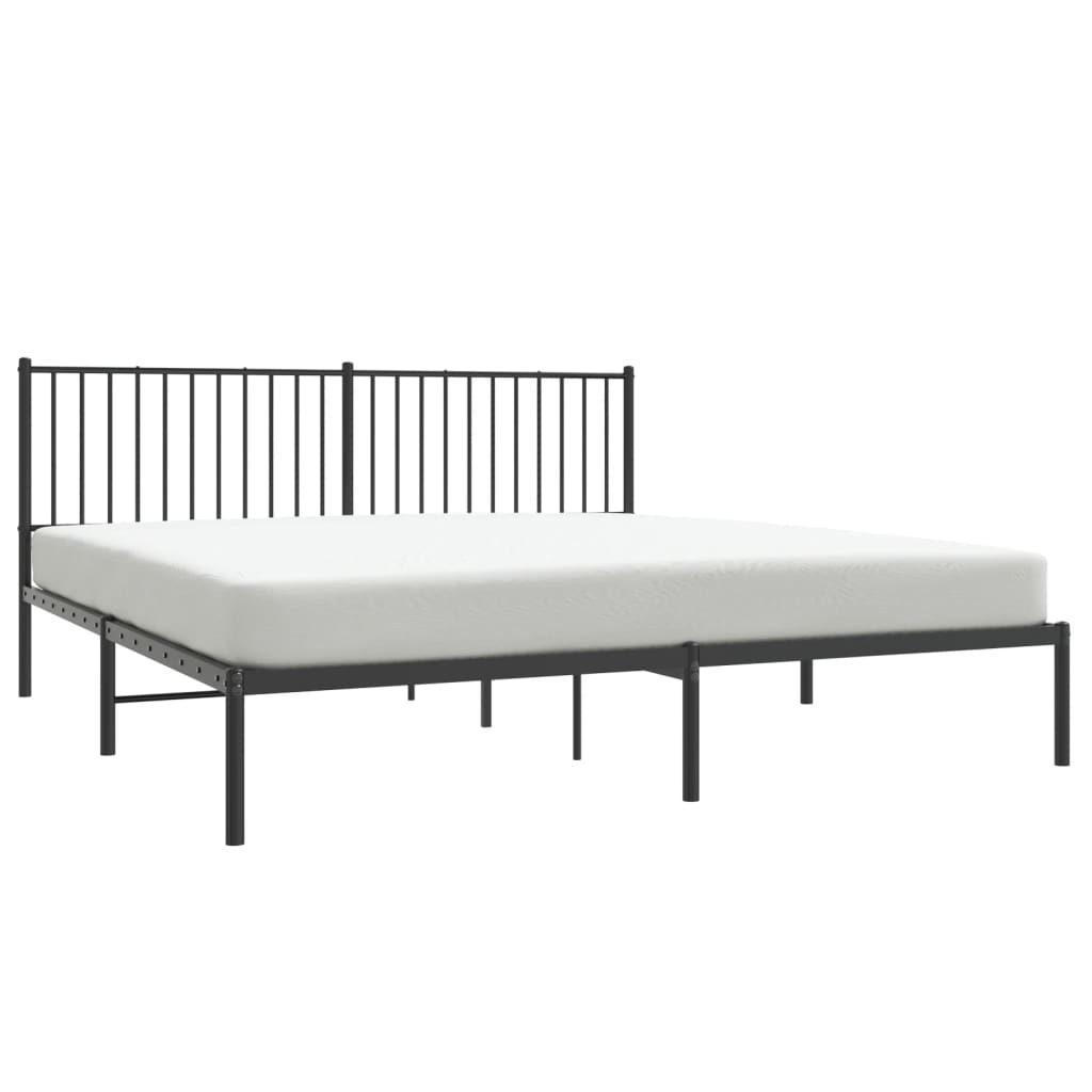 Bedframe met hoofdbord metaal zwart 180x200 cm 180 x 200 cm met hoofdbord