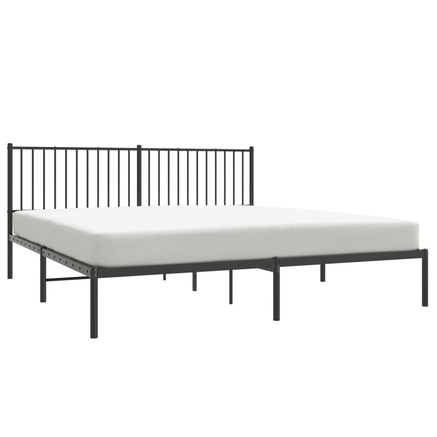 Bedframe met hoofdbord metaal zwart 180x200 cm 180 x 200 cm met hoofdbord