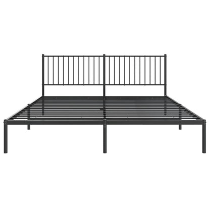 Bedframe met hoofdbord metaal zwart 180x200 cm 180 x 200 cm met hoofdbord